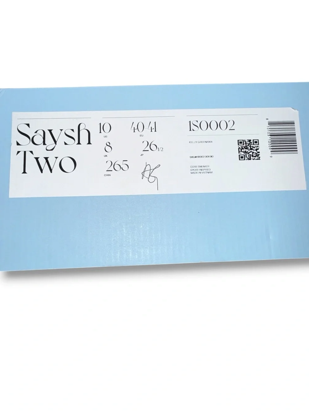 NEW IN BOX SAYSH 2 Leather Sneakers - Women’s 10 - White / Green Ribbon Laces
